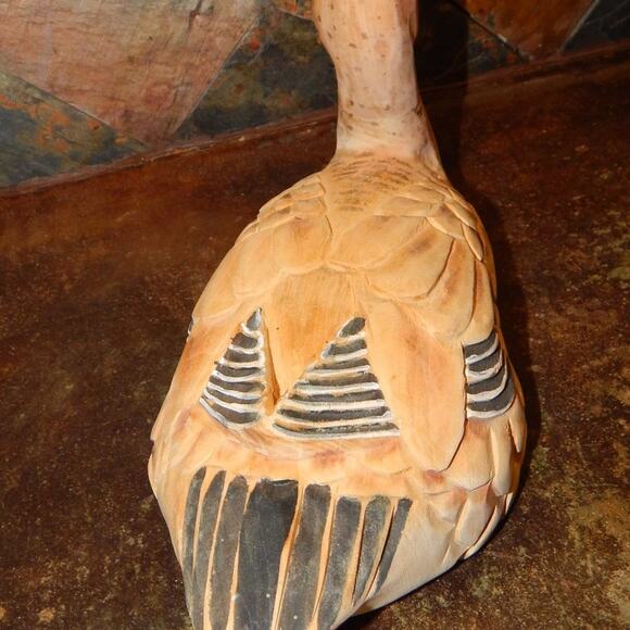 Beautiful Carved Burned & Painted Unmarked Wood Duck  Sculpture - Picture 7 of 12